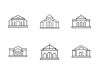 Set of Architectural Building Outline Icons in Vector Format Minimalist Designs For Creative Projects