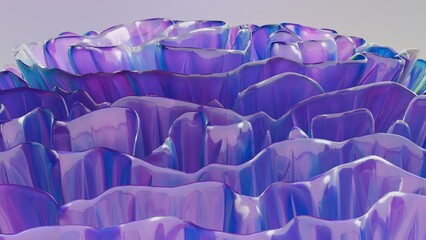 3D Render of Abstract Floral Composition with Blue Gradient Colors 4K