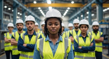 Diverse Workforce Skilled Factory Workers, United for Success and Industrial Excellence
