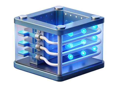 Glowing 3D Transparent Data Server Concept