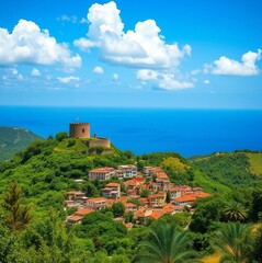 landscape italy europe architecture sky church town