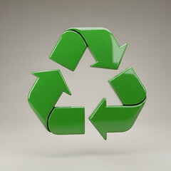 Obraz premium Green recycle symbol on a neutral background representing environmental protection