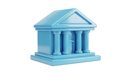 Blue building with pillars and triangular roof