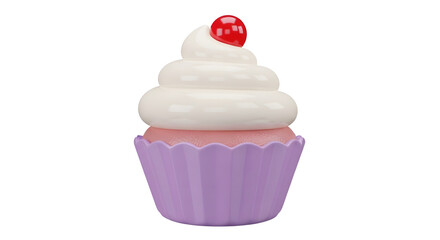 Cupcake with Cherry and White Frosting