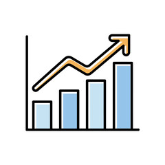 Colorful Bar Chart with Upward Trending Arrow Representing Financial Growth and Positive Business Performance Illustration of Economic Development