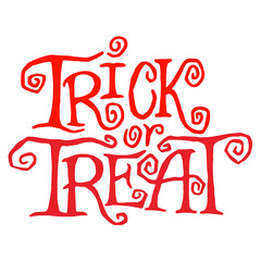 Spooky trick or treat halloween text isolated on transparent background