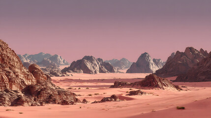 Fototapeta premium Stunning Martian Landscape: Red Planet Desert Scene
