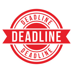 Red grunge deadline stamp isolated on transparent background