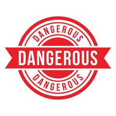 Bold red stamp with repeated text dangerous isolated on transparent background