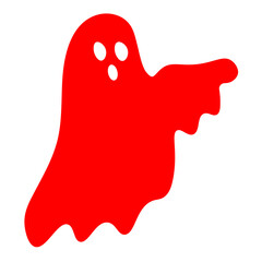 Halloween Red ghost icon pointing direction isolated on transparent background