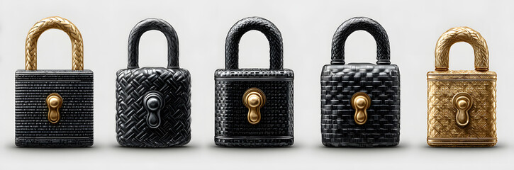 Collection of web icons depicting open and closed palocks for security and priacy applications