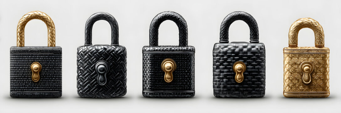 Collection of web icons depicting open and closed palocks for security and priacy applications