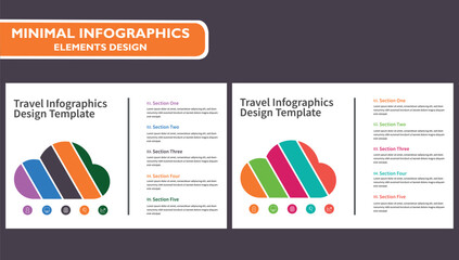 A vibrant infographic template for travel-related topics, featuring a cloud-shaped diagram with five sections. The design is modern and suitable for presentations, travel guides, or digital reports.