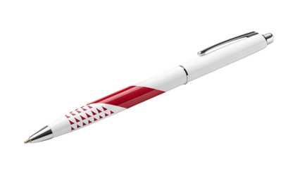 White red patterned ballpoint pen isolated on a transparent background writing stationery
