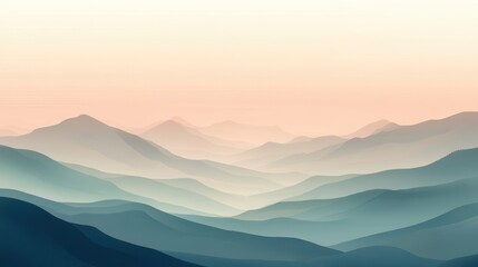Serene Minimalist Mountain Landscape: Pastel Gradient Sunrise