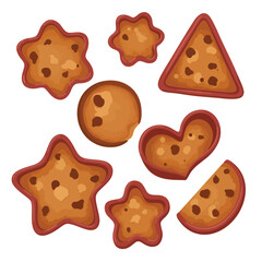 Delicious Assortment of Cute Baked Cookies in Various Shapes Isolated on White