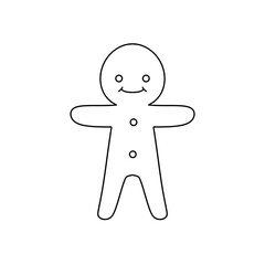A white and black drawing of a gingerbread man