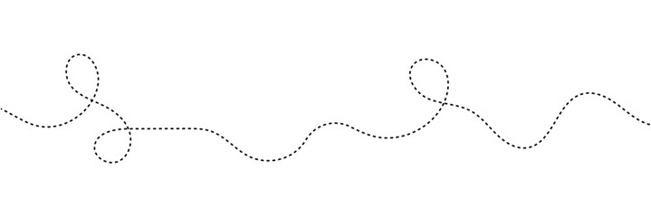Obraz premium Abstract Hand-Drawn Dotted Line Collection. Dotted Spiral Curve Line. Hand Sketched Curly Border. Long squiggle dashed, loopy line vector icon vector illustrator in eps 10.
