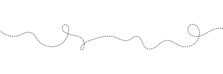 Abstract Hand-Drawn Dotted Line Collection. Dotted Spiral Curve Line. Hand Sketched Curly Border. Long squiggle dashed, loopy line vector icon vector illustrator in eps 10.
