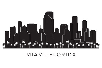 Obraz premium Miami, florida skyline isolated on white background showcasing the citys modern architecture and vibrant atmosphere against a clear backdrop