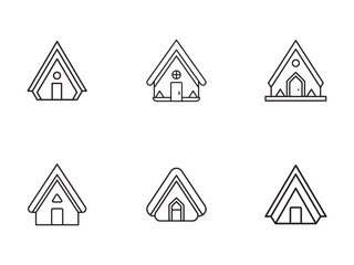 Simple Line Art Illustration of A Frame Houses Minimalist Home Design Icons Set Architecture and Real Estate Style