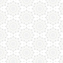 Ornamental Floral Seamless Pattern in Light Gray and White Colors