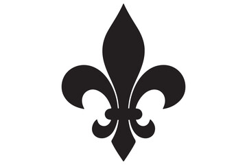 Classic fleurdelis symbol isolated on white background, representing french heritage and elegance in a simple yet striking monochrome design
