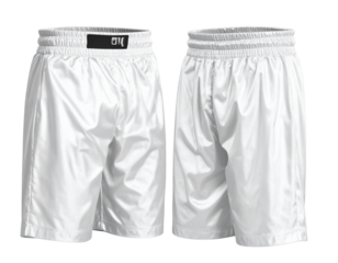 Clean and sleek white boxing shorts isolated on transparent background PNG