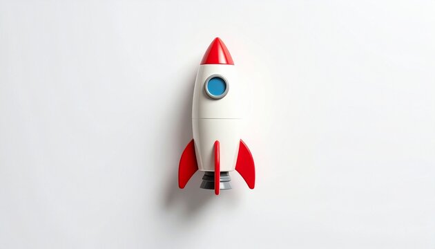 A Top-Down View of a Classic Red and White Rocket Ship, Ready for Launch