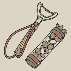 Slingshot and Ammo Container Illustration