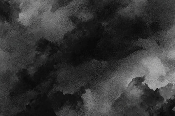 Abstract grayscale watercolor texture background dark clouds pattern design