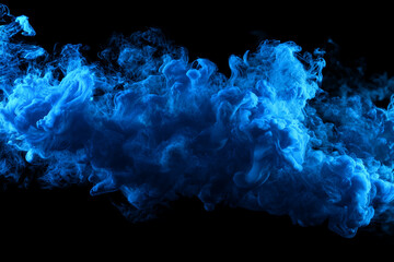 Blue swirling smoke abstract art dark background