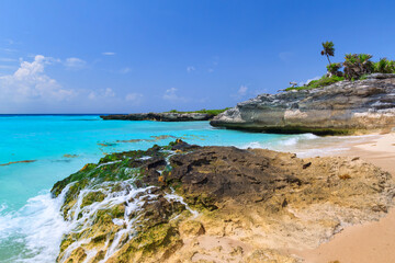 Beautiful beach at Caribbean sea in Playa del Carmen, Mexico.