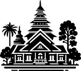 vector illustration of a traditional Chinese house