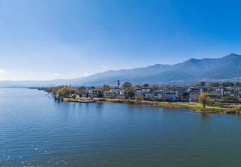 The scenery of Cangshan Mountain and Erhai Lake in Dali, Yunnan