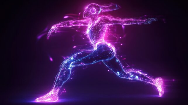 Abstract energetic female athlete in motion