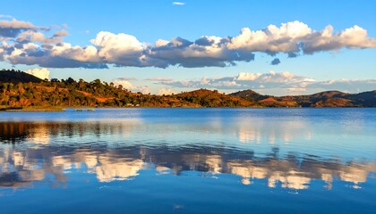 Fototapeta premium Calm lake reflecting clouds