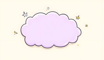 Decorative Comic Text Box - Light Purple Cloud with Bold Outline and Star Decor