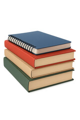 Stack of books symbolizing back to school concept, isolated on transparent background
