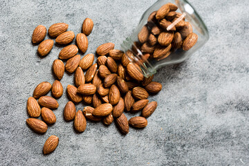 Tasty organic almond nuts. A heap of almond nuts