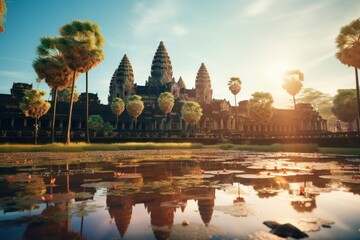 Obraz premium Angkor Wat landmark spirituality architecture.