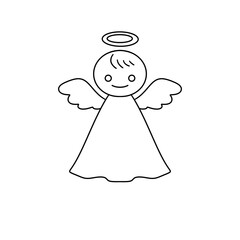 A white angel with wings and a halo