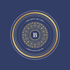 Elegant Decorative Circle Ornament Letter B Initial Logo Design