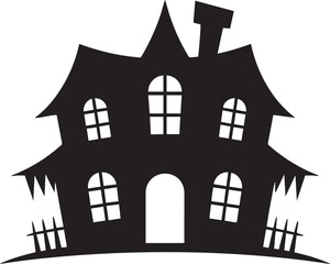 Vector Illustration of a Haunted House (with fence) Vector