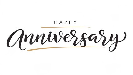 Elegant happy anniversary calligraphy isolated on white background, perfect for cards, invitations, and social media posts celebrating special milestones and love
