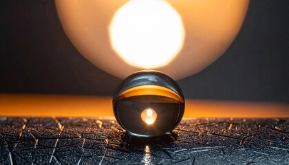 Solitary Water Droplet on Laser-Etched Titanium with Refracted Light (Macro 8K)