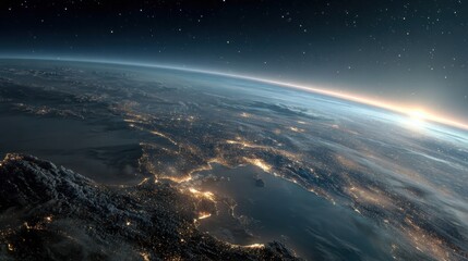Obraz premium view of the earth from space at night