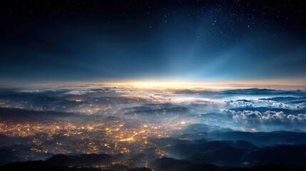 Naklejka premium view of the earth from space at night