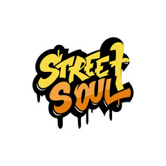 Street soul graffiti style text isolated on transparent background