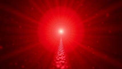 Abstract red particles with random movement. A tunnel with a pulsating light inside. 4K nimtsiya